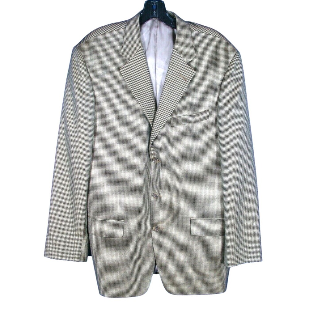 TALLIA UOMO Suit Jacket BLAZER SPORT COAT Black/Beige Houndstooth 3-BTN  42 L